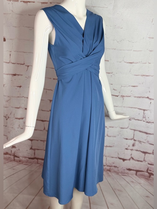 Dresses & Skirts - Slate Blue Wrap Dress Lightweight Sleeveless Knee Length Size XS New With Tag